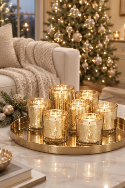 Speckled Mercury Gold Glass Votive Holders (Set of 36)