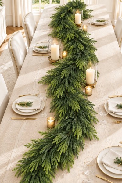 N&T NIETING 9FT Christmas Norfolk Pine Garland, Real Touch Artificial Greenery