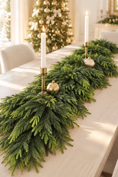 N&T NIETING 9FT Christmas Norfolk Pine Garland, Real Touch Artificial Greenery
