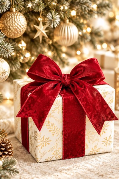 Ribbli Red Velvet Wired Ribbon, 2.5 Inch, Metallic Red Crushed Velvet Christmas Ribbon