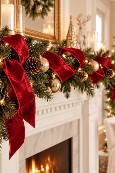 Ribbli Red Velvet Wired Ribbon, 2.5 Inch, Metallic Red Crushed Velvet Christmas Ribbon