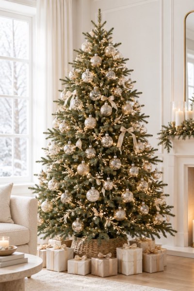 Sea Team 25-Pack Assorted Clear Christmas Ball Ornaments, Champagne