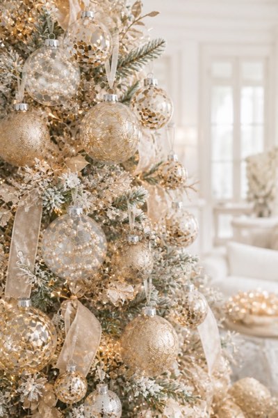 Sea Team 25-Pack Assorted Clear Christmas Ball Ornaments, Champagne
