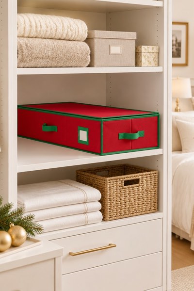 Premium Wrapping Paper Organizer Storage, Gift Wrap Holder, Reinforced Handles, Fits Up to 27 Rolls (Red)